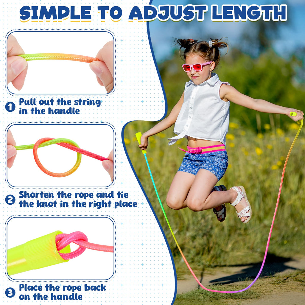 6 Pack Kids Jump Rope, Colorful Gradient Nylon Skipping Ropes for Children, 7.55