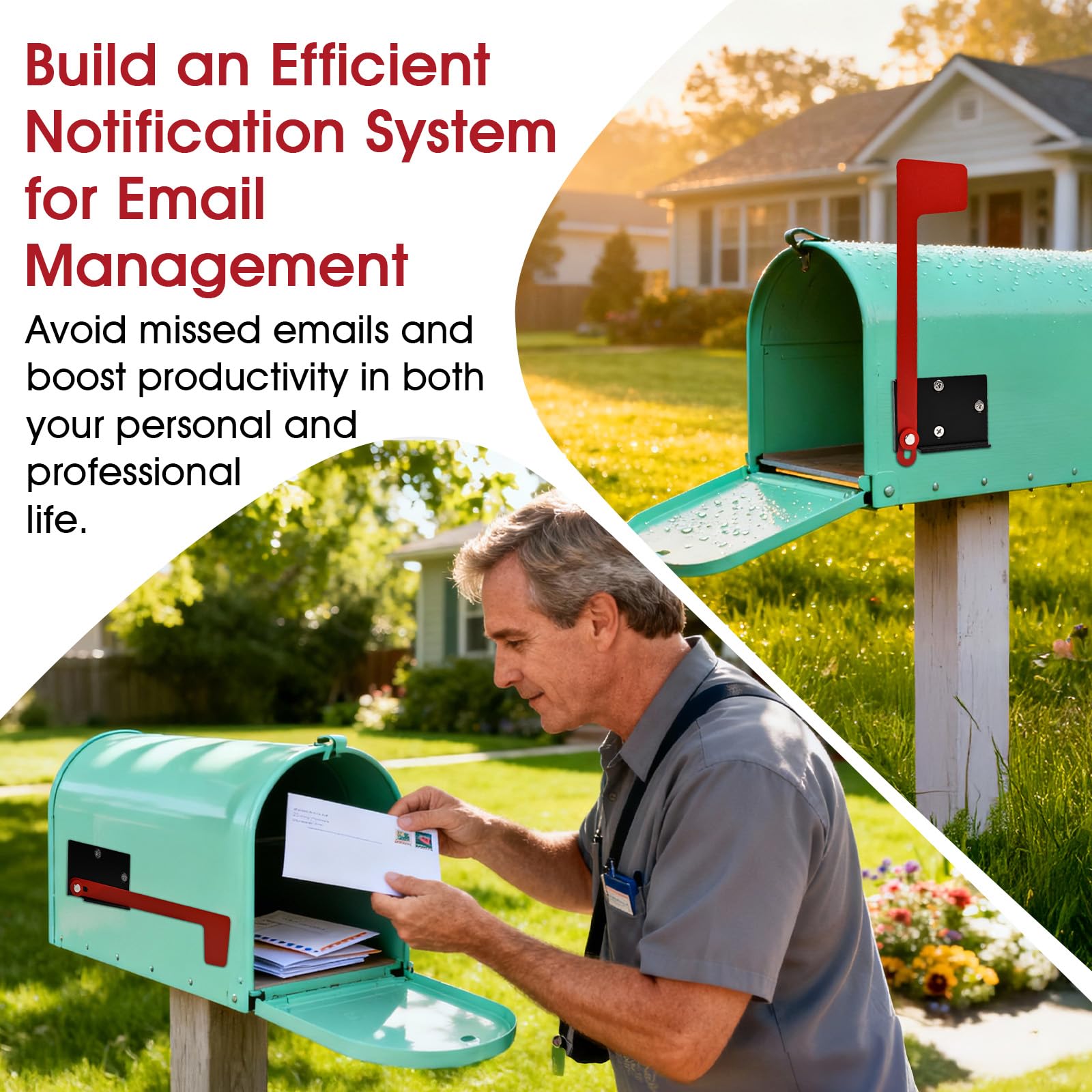 Flag Replacement Kit - Galvanized Steel Flag Holder for Mailbox Door, Two-Way In