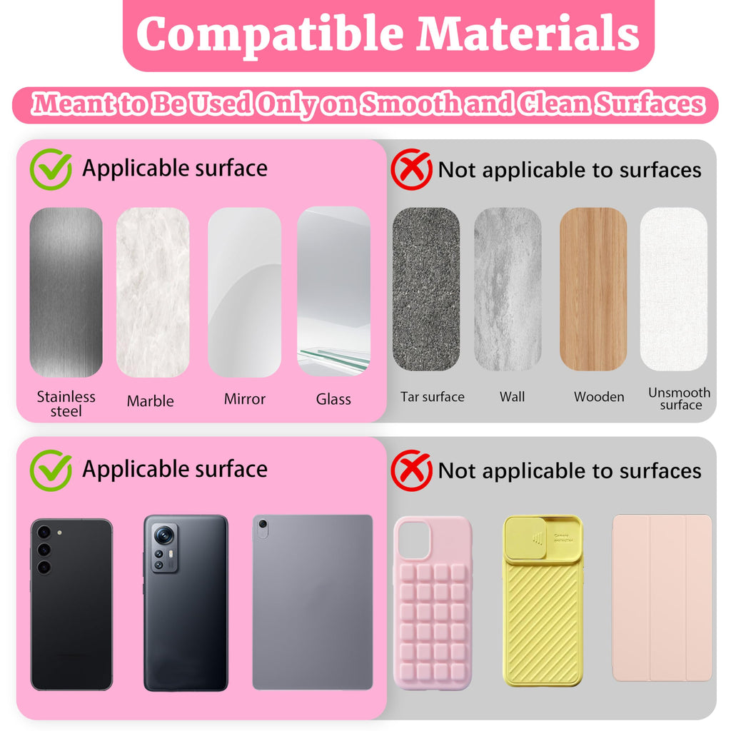 Pack Silicone Suction Cup Phone Case Mount Double Sided Detachable, Strong Grip
