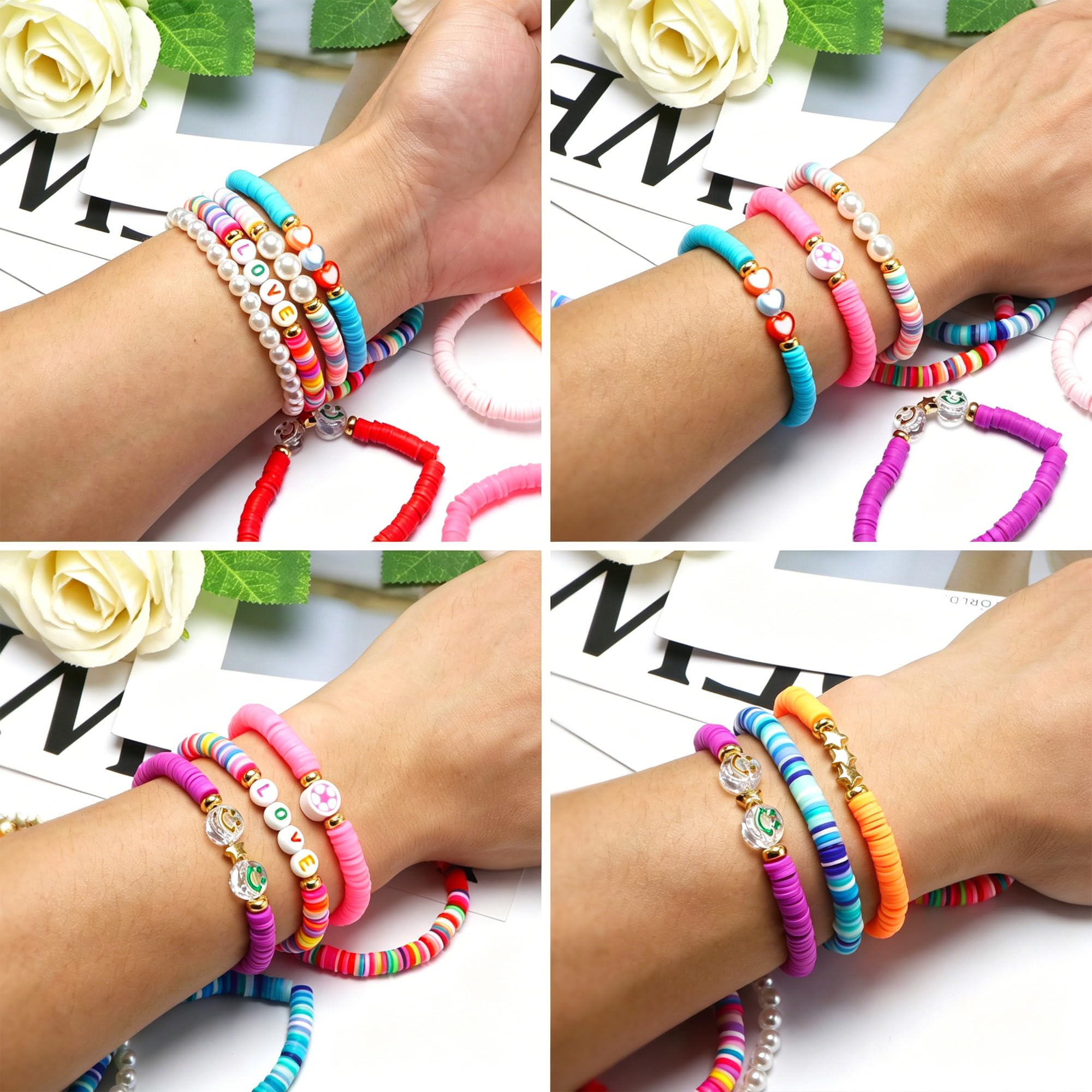 10pcs Friendship Bracelets for Teen Girls & Women: Beaded, Preppy, Beach Styles