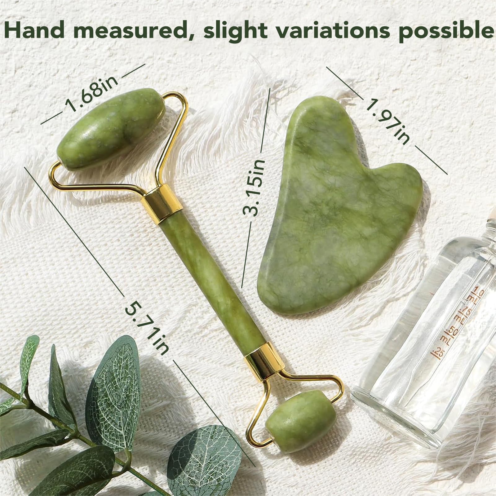Jade Roller & Gua Sha Set — Cooling Firming Facial Sculpting Tool for Jawline &