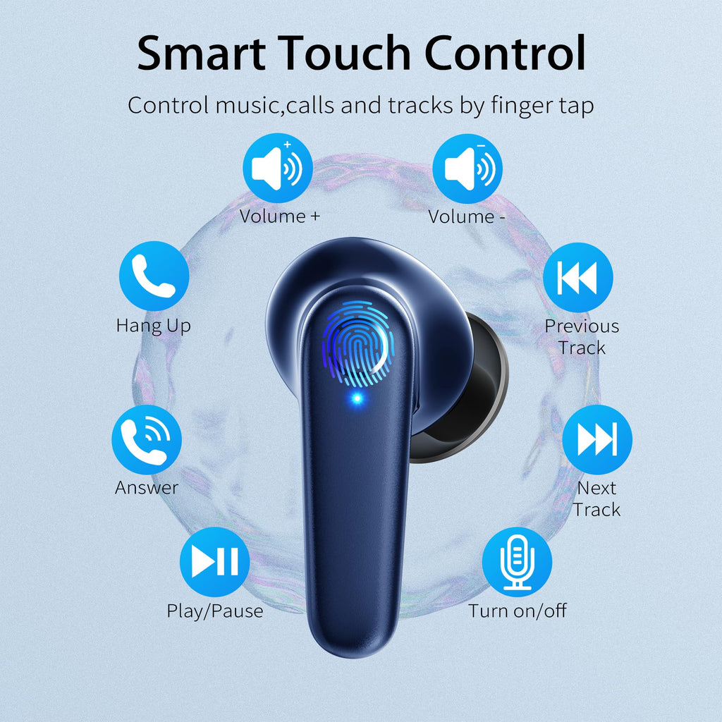 Wireless Ear Buds Bluetooth 5.3 60H Using Time Headphones Deep Bass Clear Call E