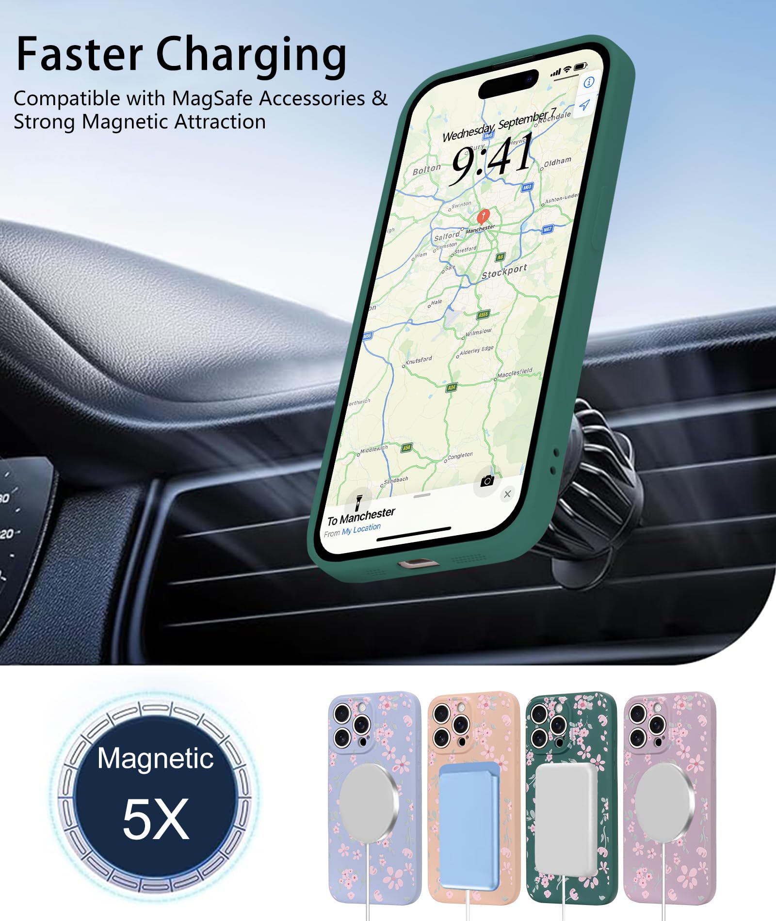 Elegant Design Phone Case for iPhone 14 Pro, Compatible with MagSafe Shoc