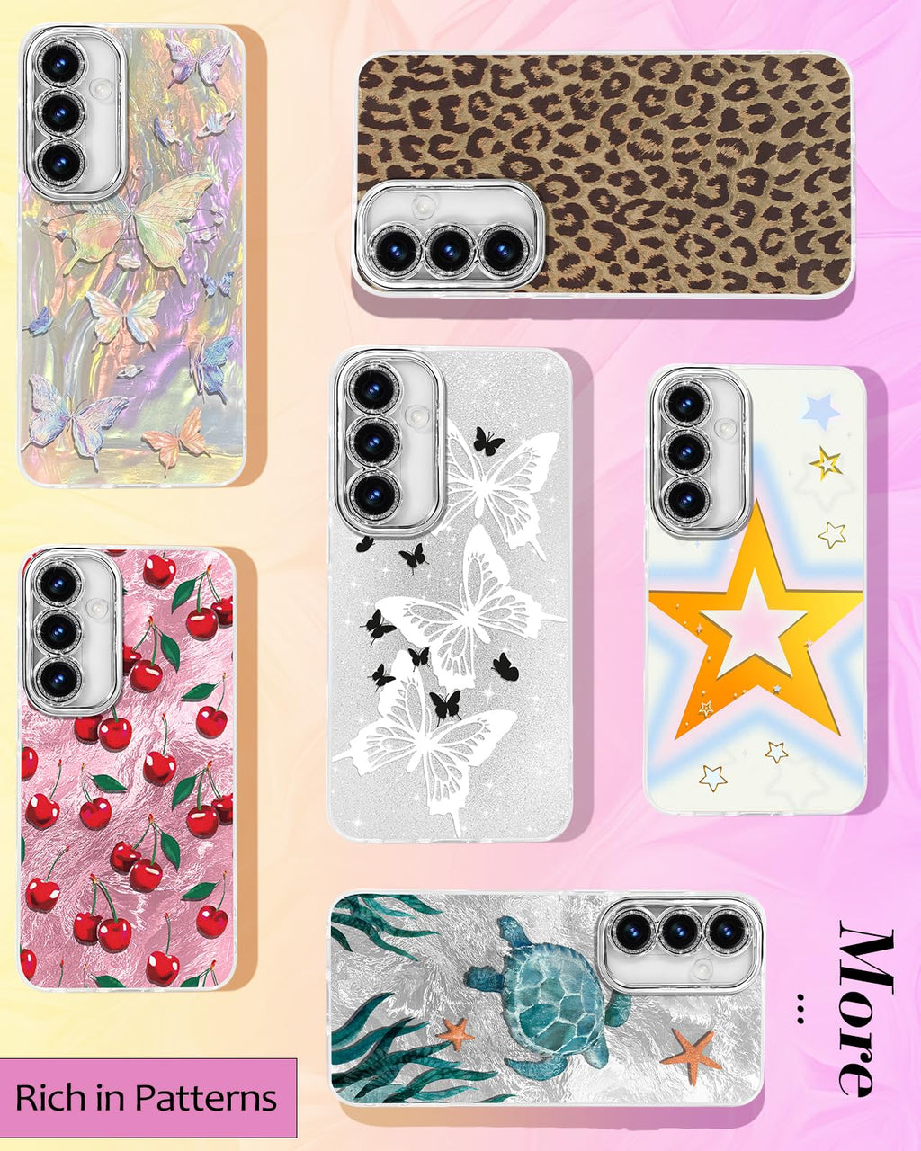 Compatible with Samsung Galaxy A15 5G Case - Cute Glitter BK WH Butterfly A15 5G