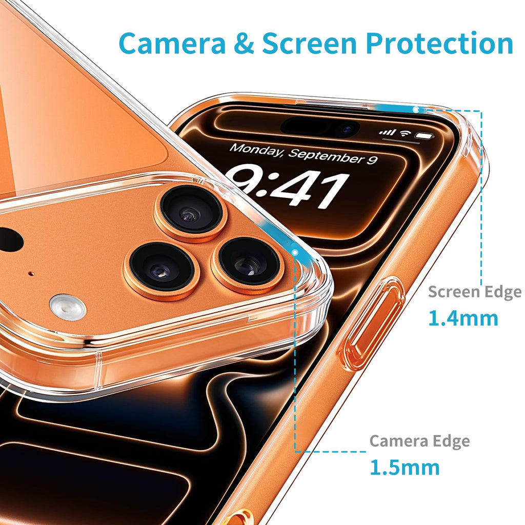 iPhone 17 Pro Max Clear Case — Slim Shockproof Transparent Hard PC Back Cover wi