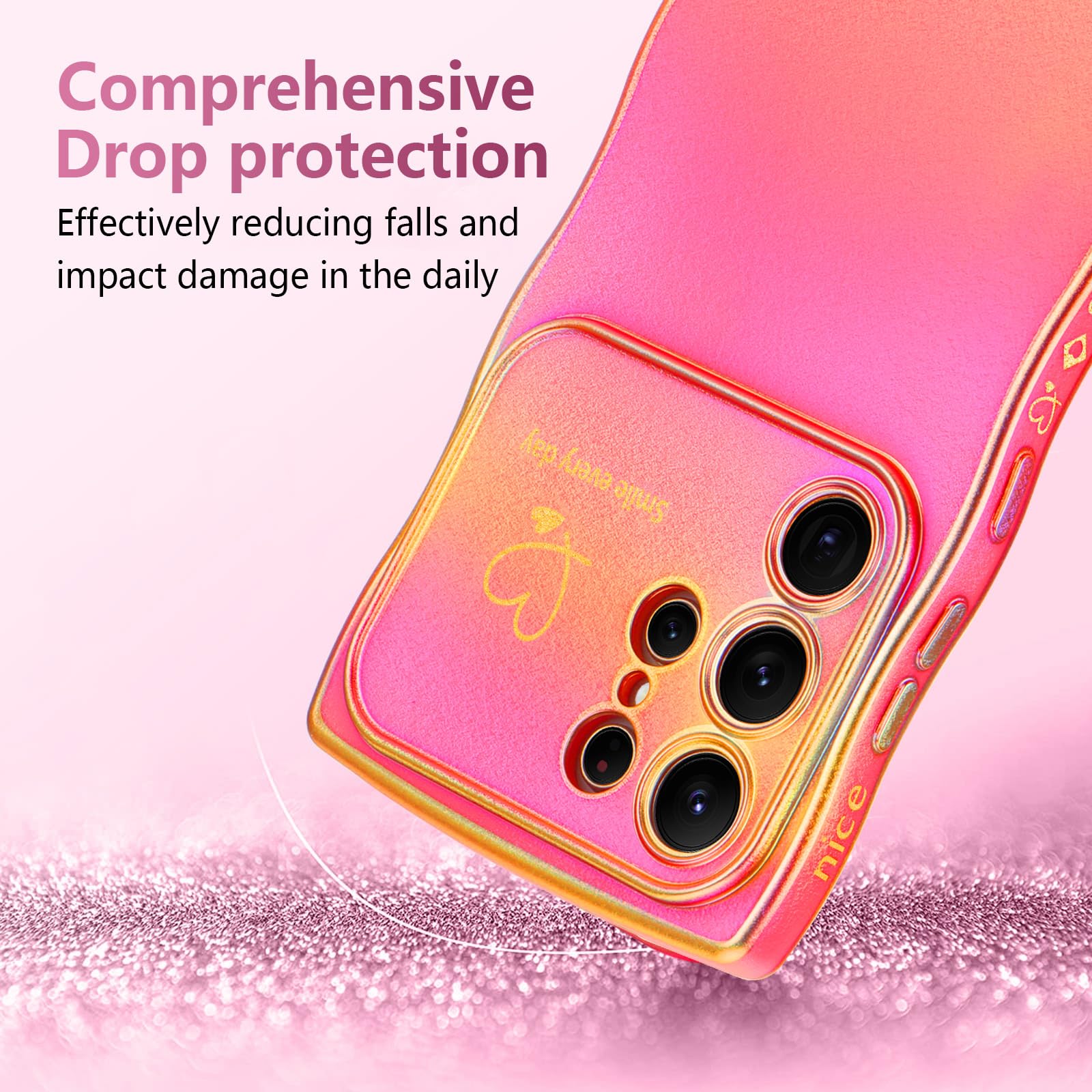 for Samsung Galaxy S25 Ultra Case for Women Girls, Cute Wave Frame Curly Shape w