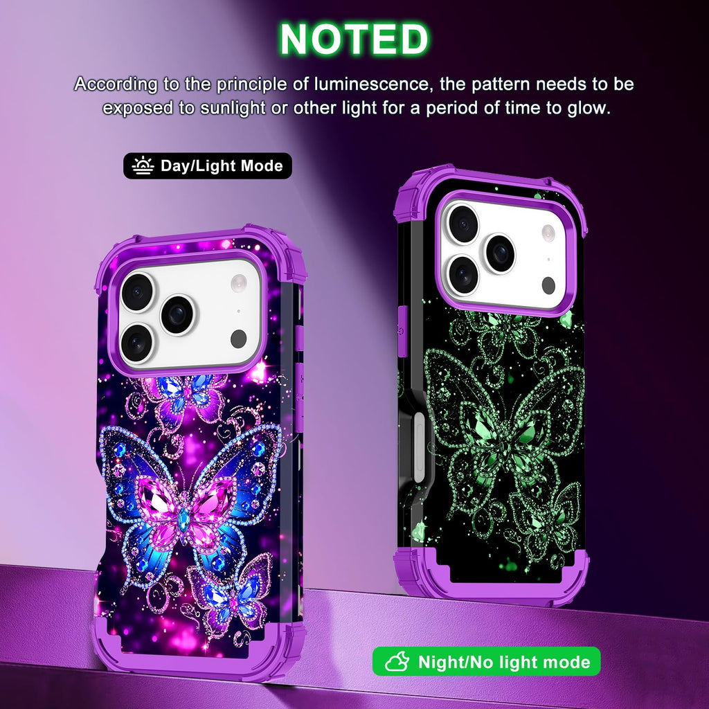 Iphone 17 Pro Case,Three Layer Heavy Duty Shockproof Protection Hard Plastic Bum