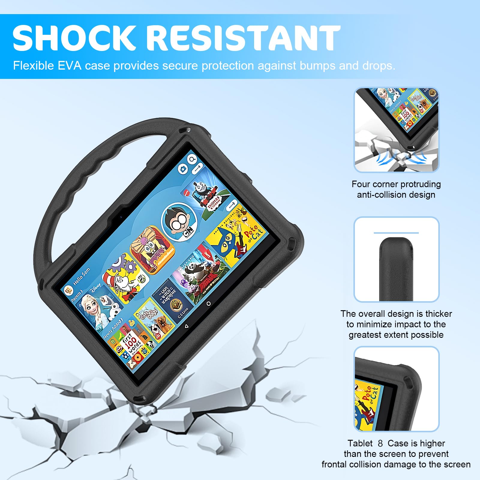 HD 8 Tablet Case for Kids (12th/10th Generation,2024/2022 Release) Ubearkk Rotat