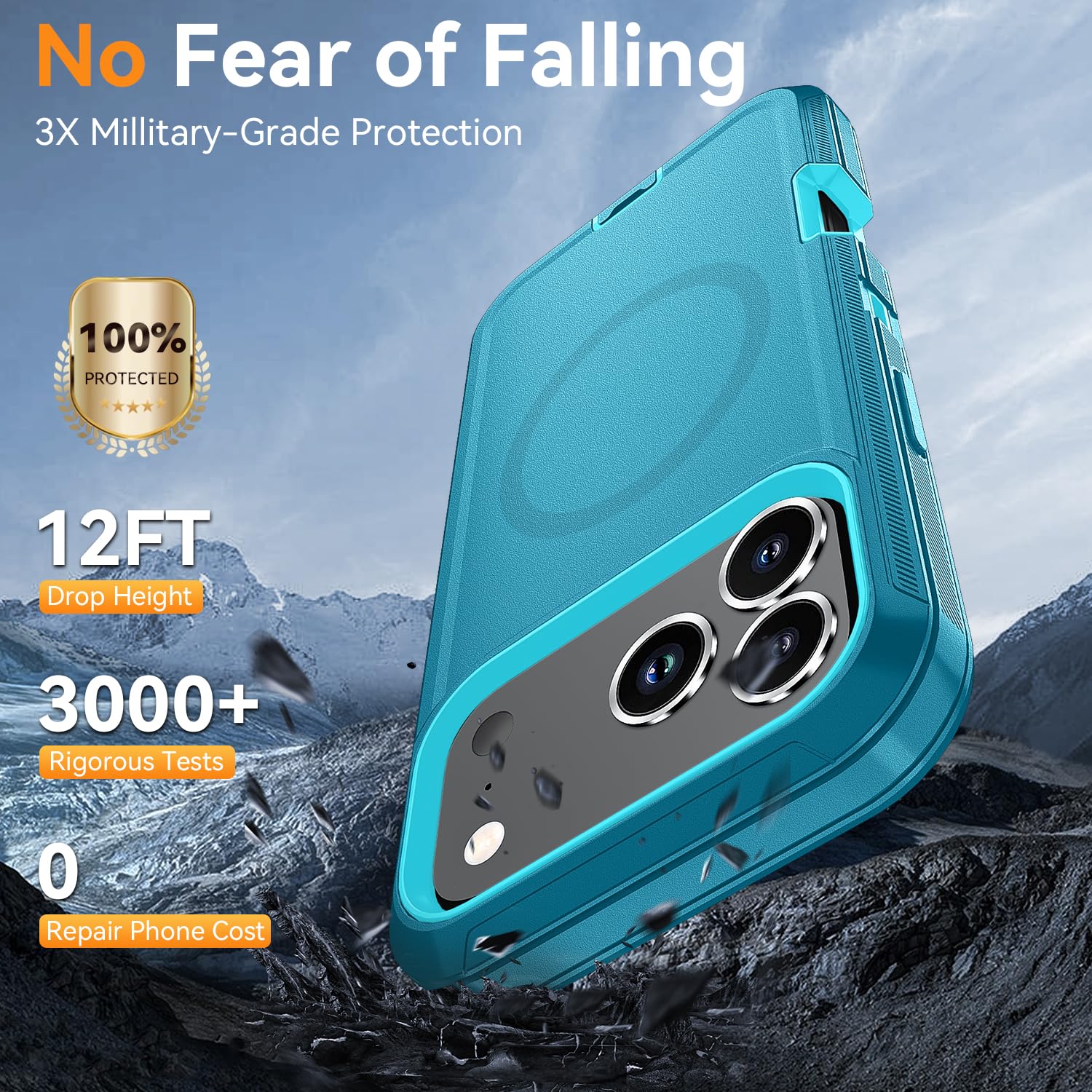 Iphone 17 Pro Heavy Duty Shockproof 3-Layer Full-Body Protection Rugged Cover [