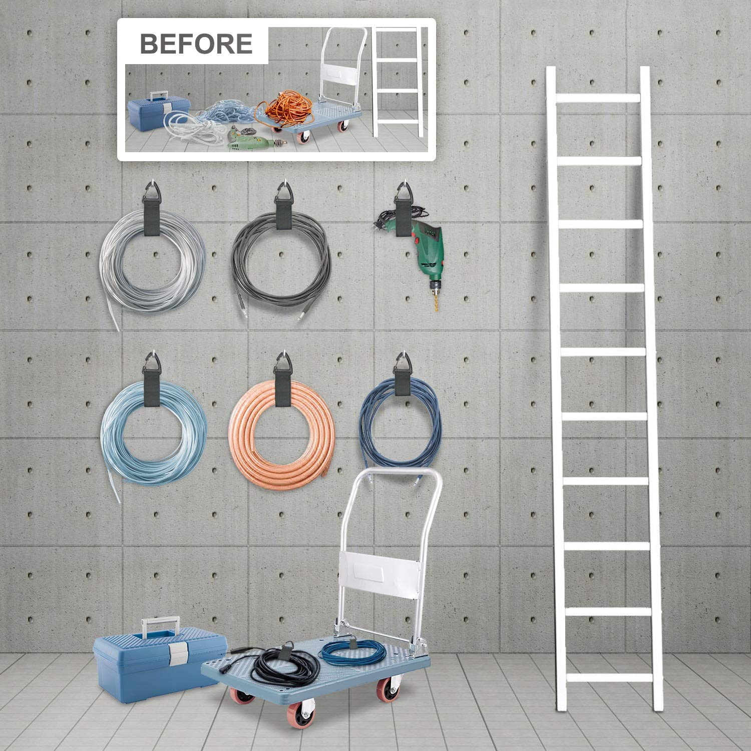 Extension Cord Holder Organizer(4 Pack L), Extension Cord Hanger for Garage Orga