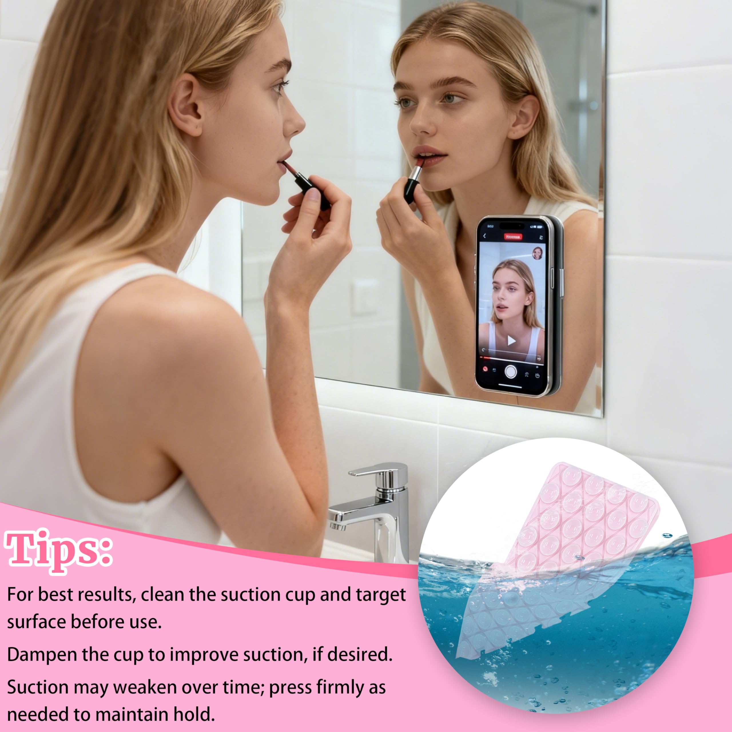 Pack Silicone Suction Cup Phone Case Mount Double Sided Detachable, Strong Grip