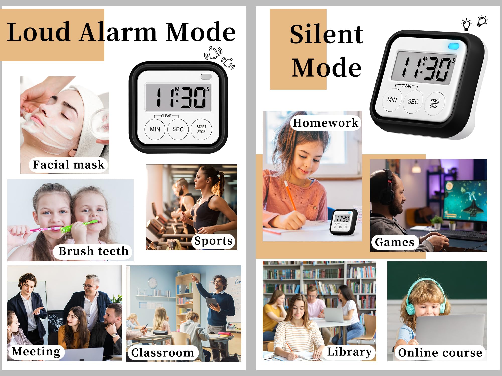 Timers For Cooking Classroom Timer For Kids Teachers Magnetic Digital Timers 2 P