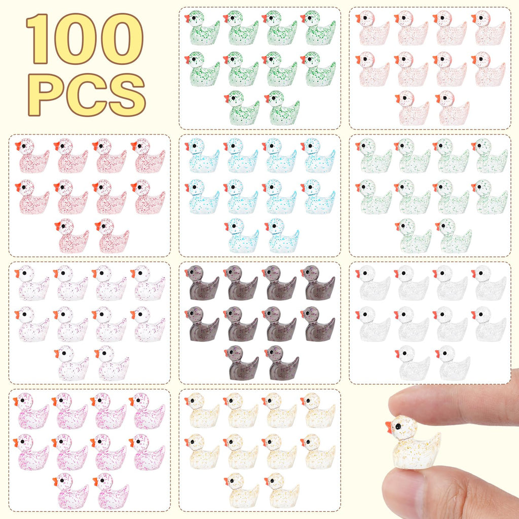 Mini Resin Ducks, Colorful Tiny Ducks Figurines Bulk for Miniature Dollh