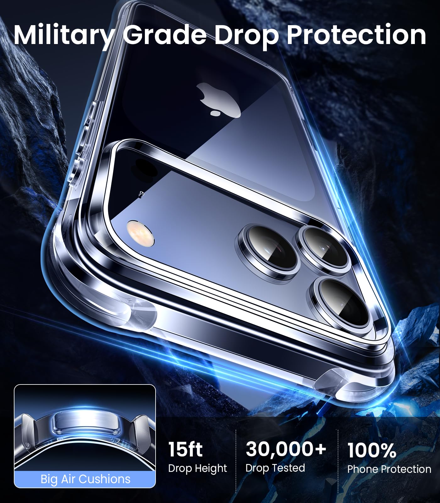 17 Pro Case Clear [Not-Yellowing] [Military-Grade Drop Protection] Shockproof Pr