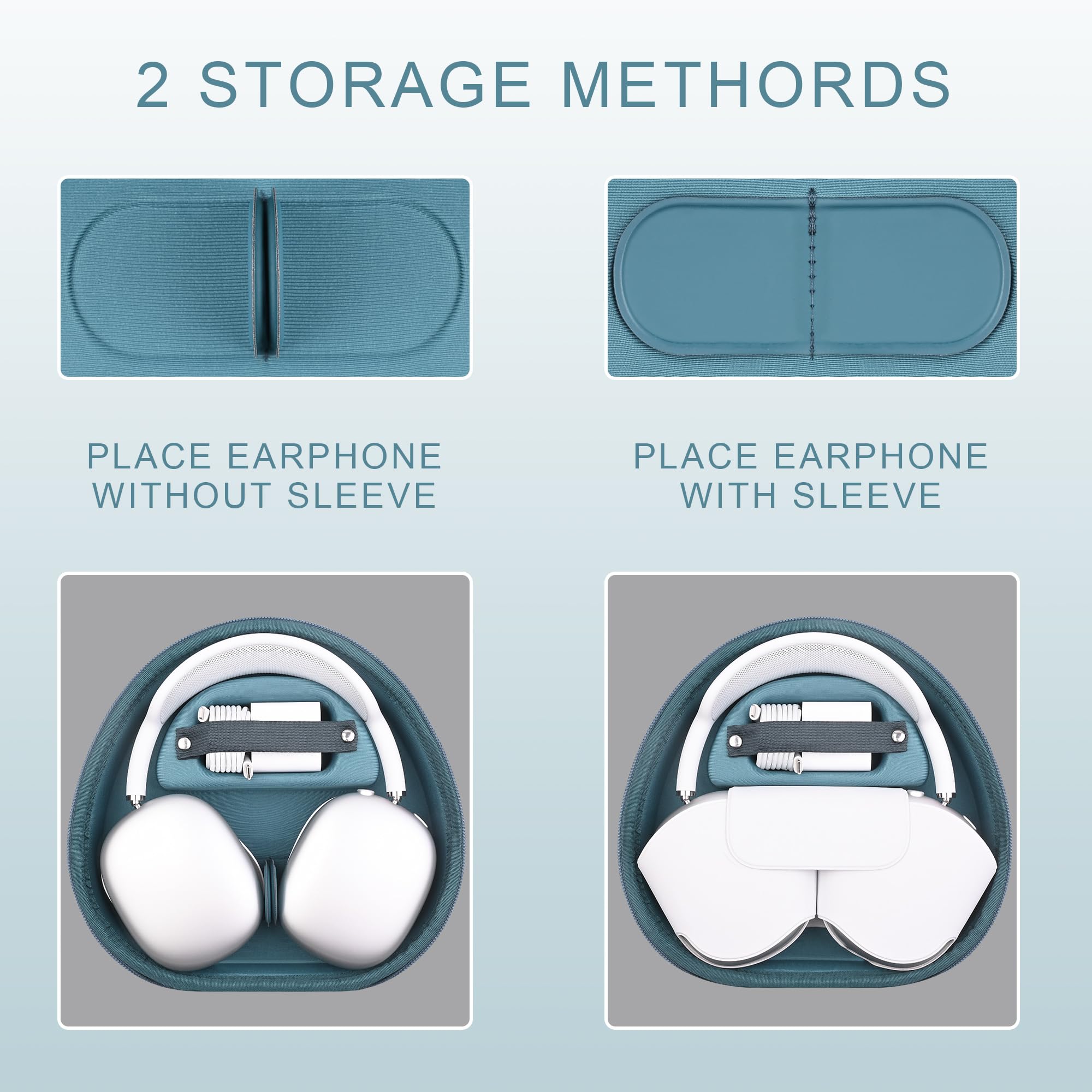 For Airpods Max Hard Portable Over Ear Headphone Carrying Case, Wireless Headpho