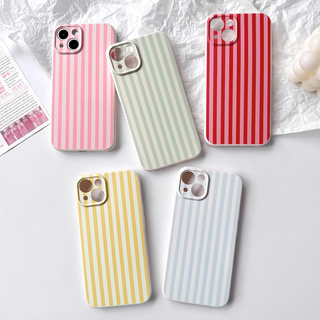 For Iphone 14 Case Cute Color Striped With Aesthetics Design For Girls Women Sof