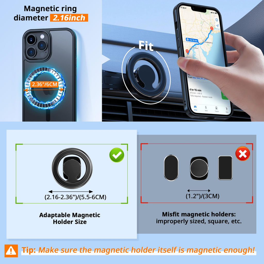 Case For Iphone 13 & Iphone 14 6.1 Inch- Magsafe & Magnetic Car Phone Mount,Anti