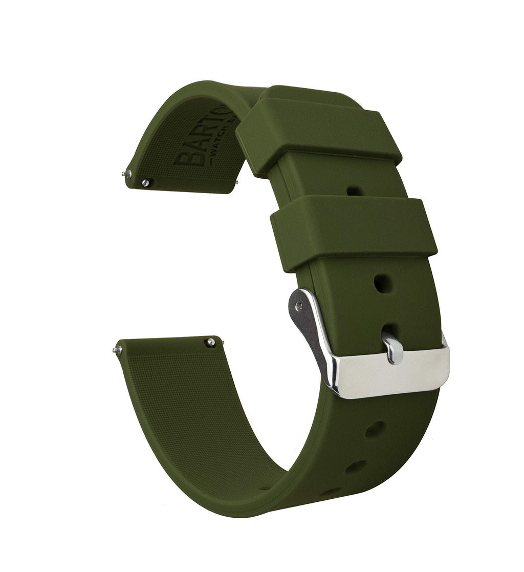 WATCH BANDS 22mm Army Green Soft Silicone Quick Release Straps