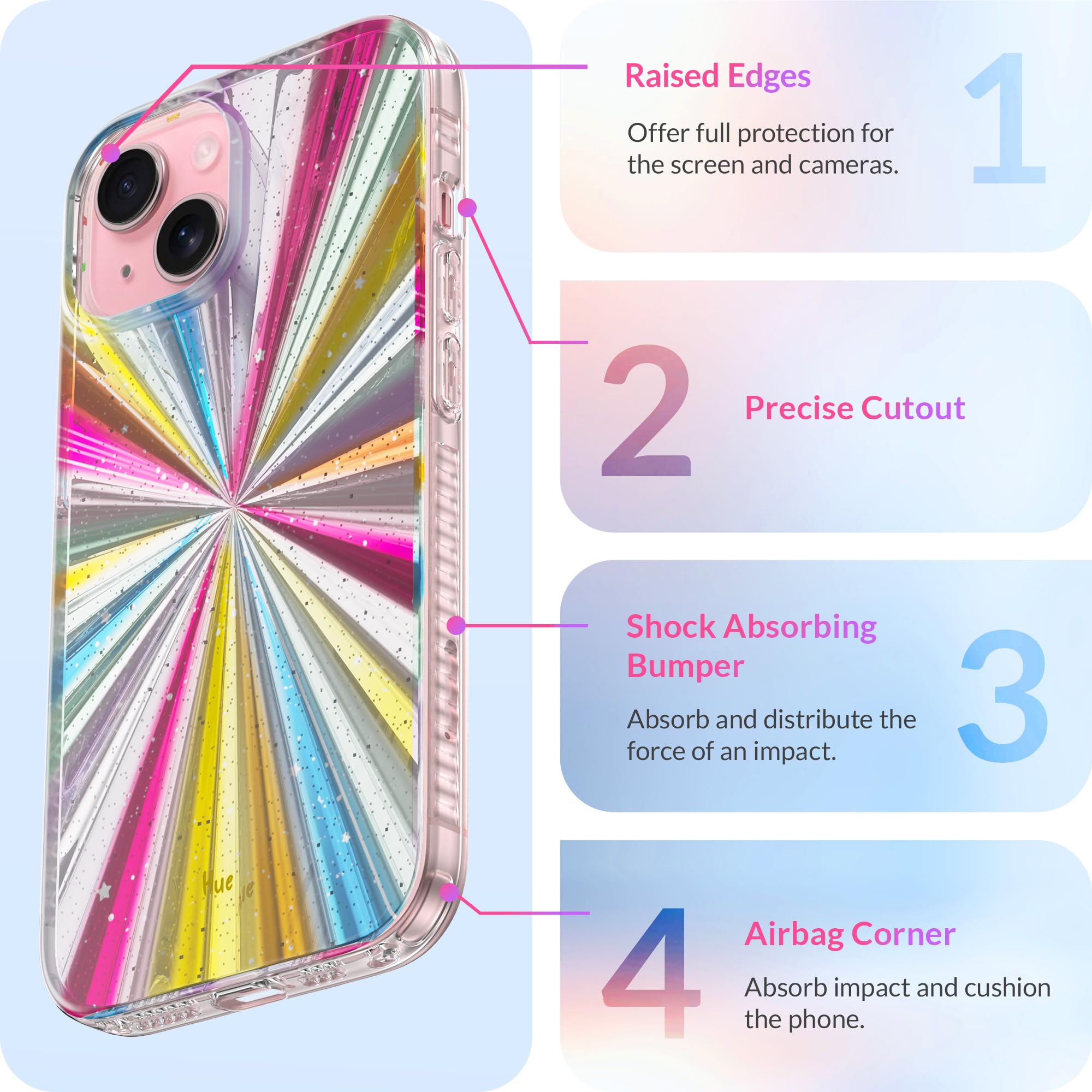 Case for iPhone 15 Plus - [360° Shock-Absorbent Bumper] - [Cute and Unique P
