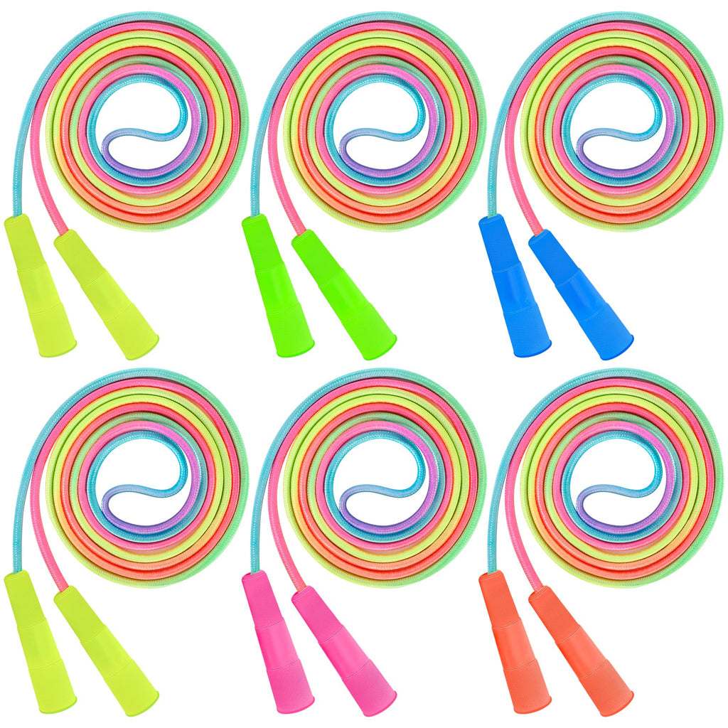 6 Pack Kids Jump Rope, Colorful Gradient Nylon Skipping Ropes for Children, 7.55