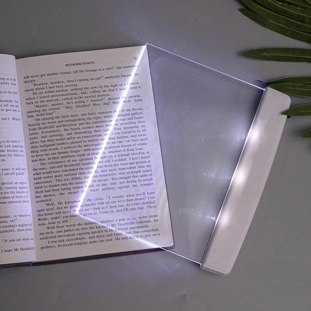 Flat Book Light Page Book Light for Reading in Bed at Night Clear LED Book Full