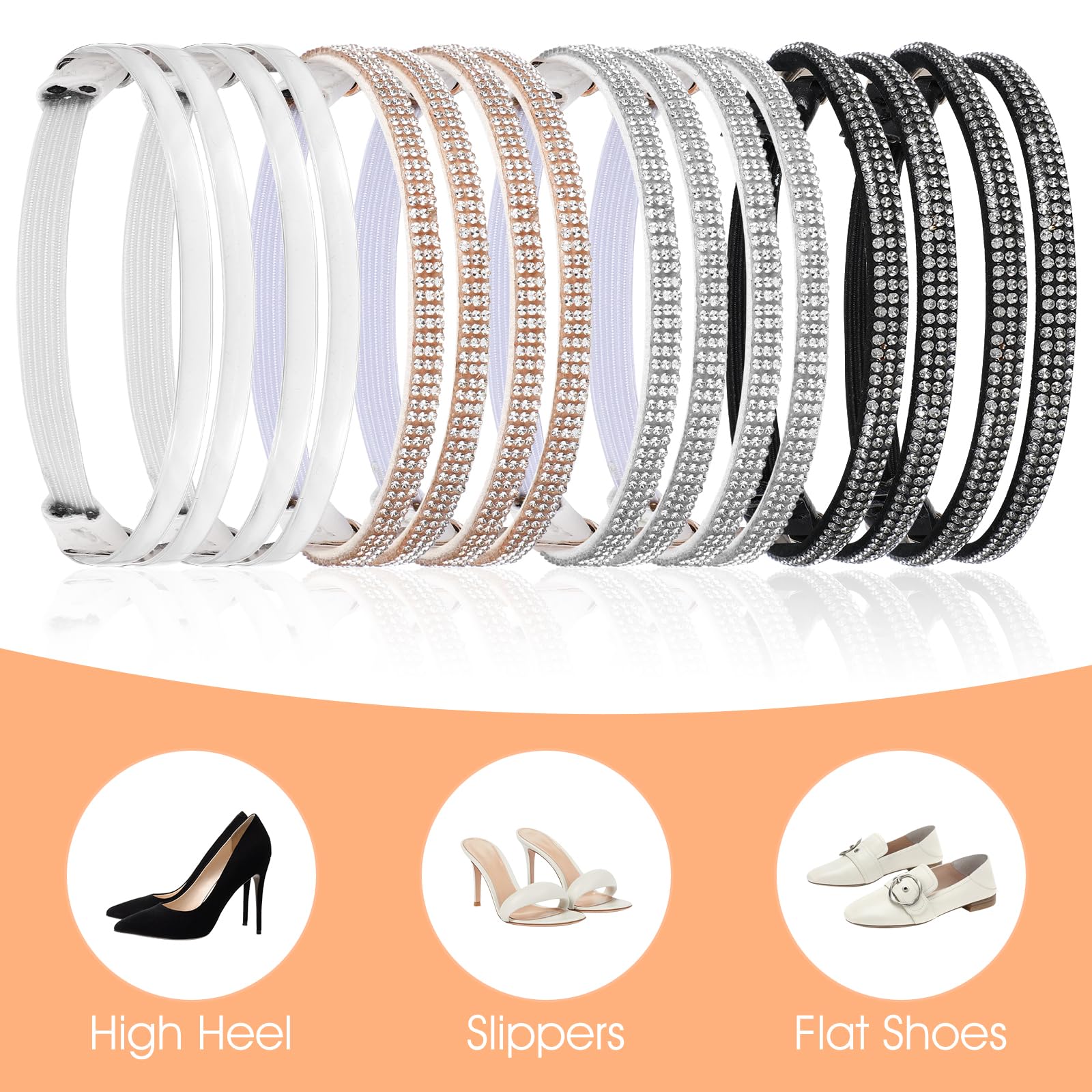 4 Pairs High Heels Shoe Straps Elastic Holding Heels Ankle Belt Band Detachable