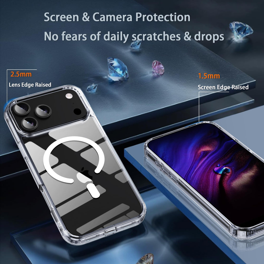 17 Pro Max Clear Case, with Screen Protector X1, Compatible with MagSafe,