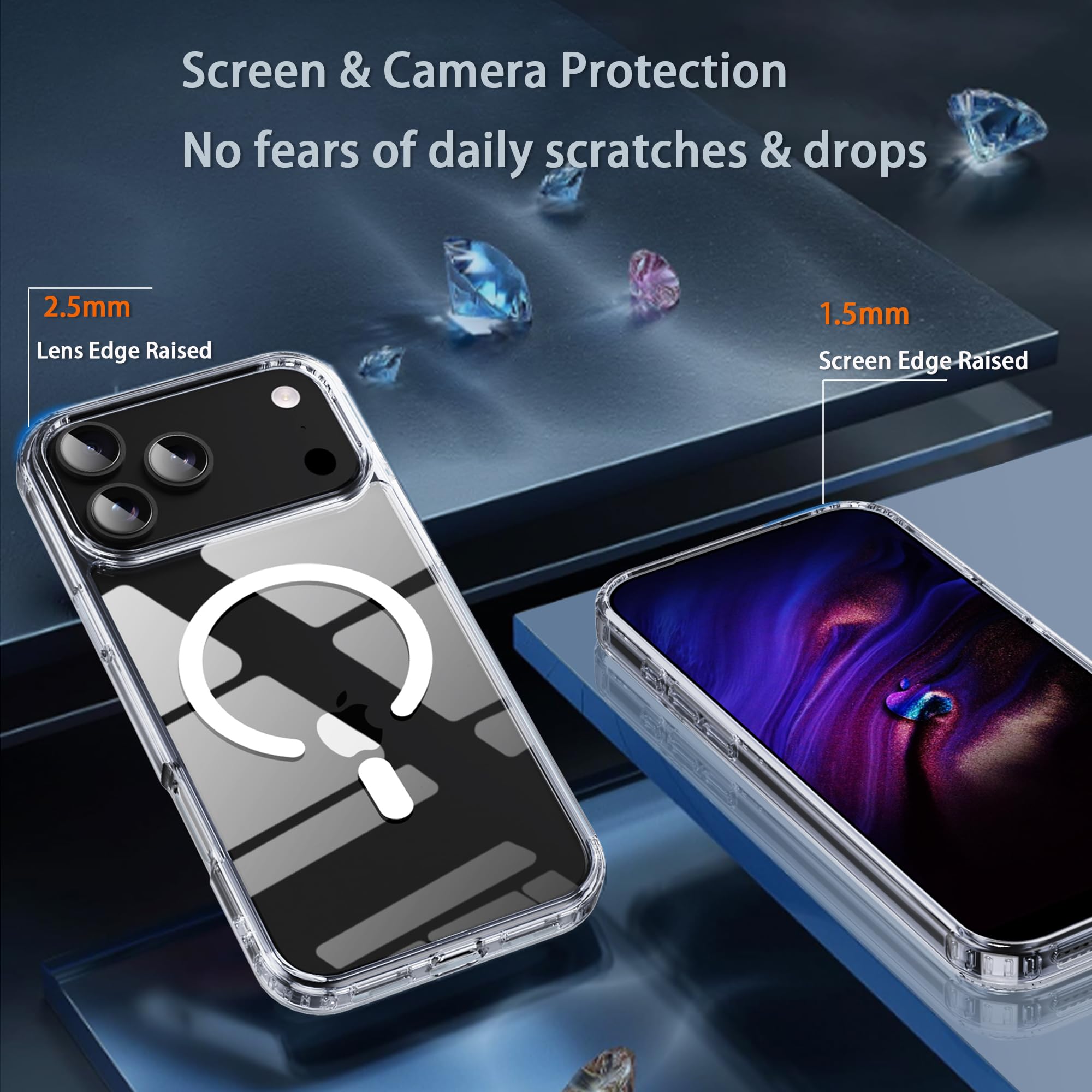 17 Pro Max Clear Case, with Screen Protector X1, Compatible with MagSafe,
