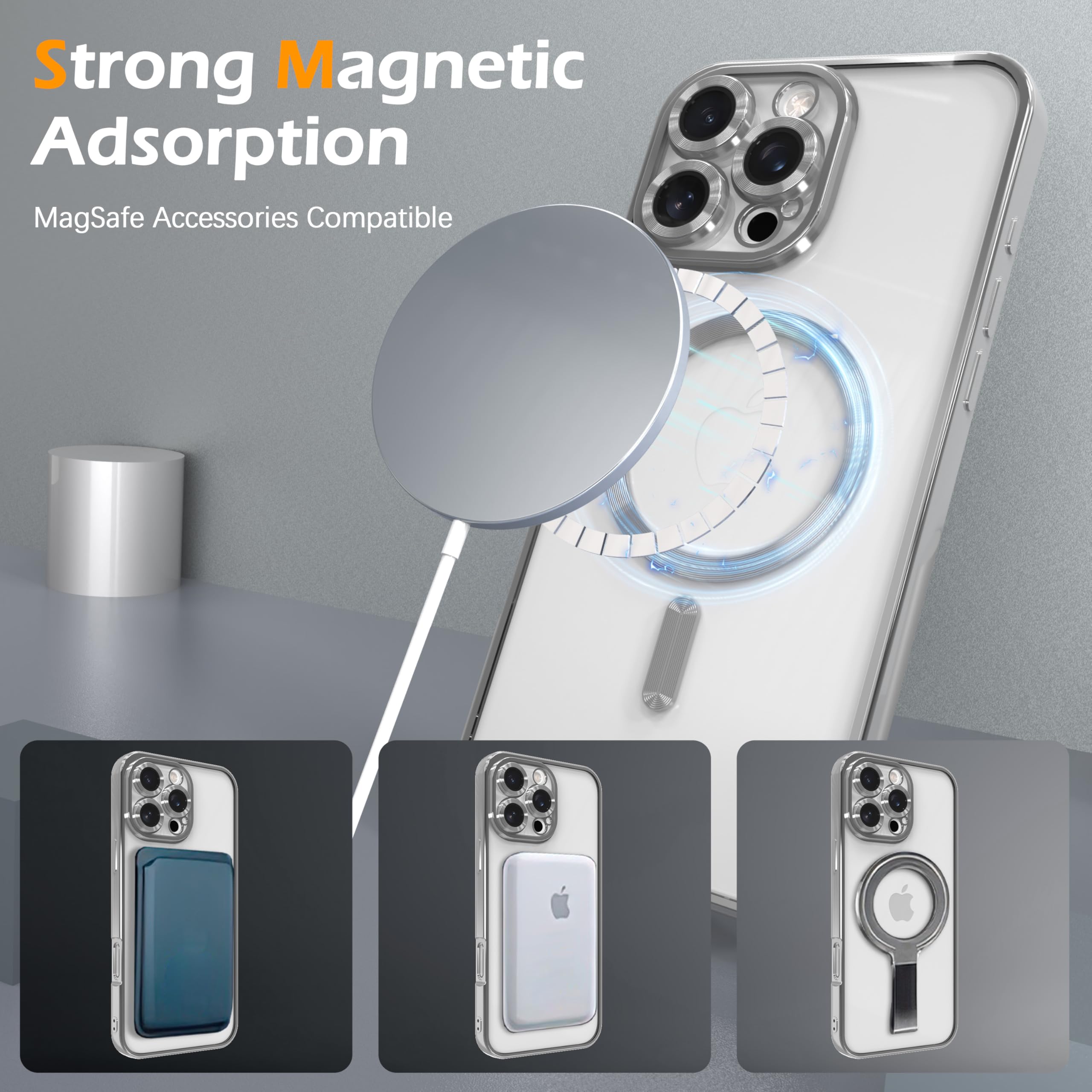 Clear Case For Iphone 14 Pro With Full Camera Lens Protection, Magsafe,Plating S