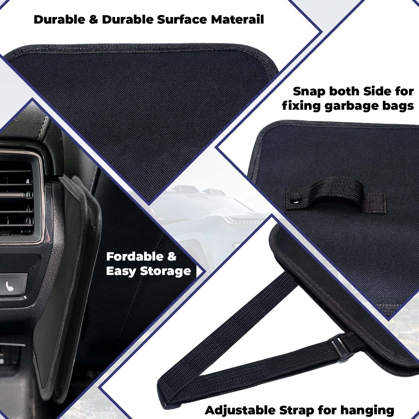 Can, Foldable Trash Can Collapsible Hanging Trash Bag For Car Seat, 2.8 Gallons