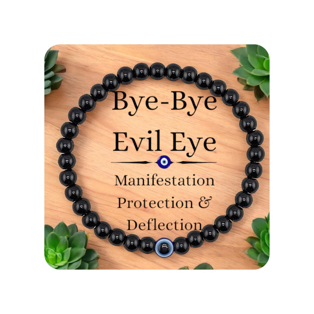 Eye Protection Bracelet, Fathers Day Gift, 6mm Natural Black Beads | Adjustable