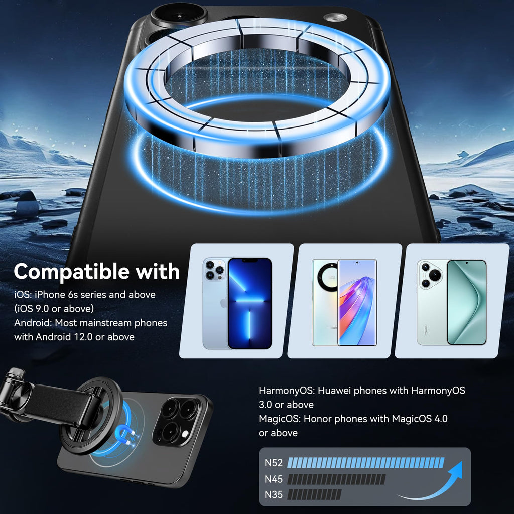 Multifunctional Magnetic Phone Tripod, Portable Selfie Stick for iPhone & Android