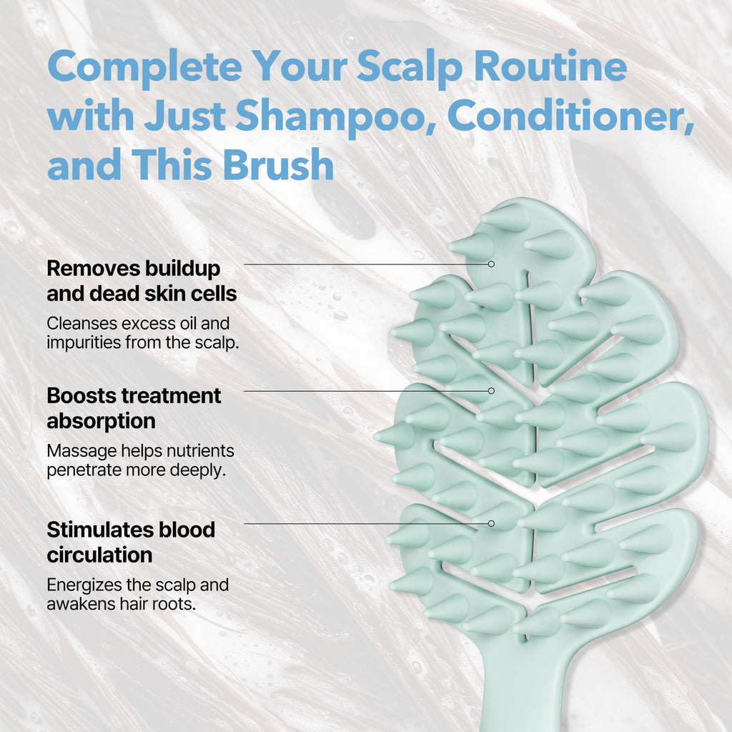 Massager Brush 2-Pack – Leaf-Grip Shampoo Scrubber for Deep Clean & Hair C