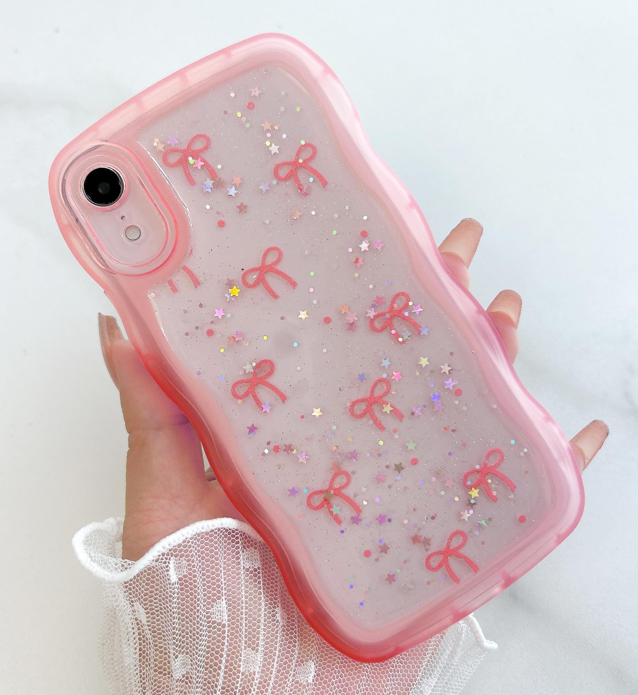 iPhone XR Case, Glitter Star & Curved Edge Handle Grip Design, Military-Grad
