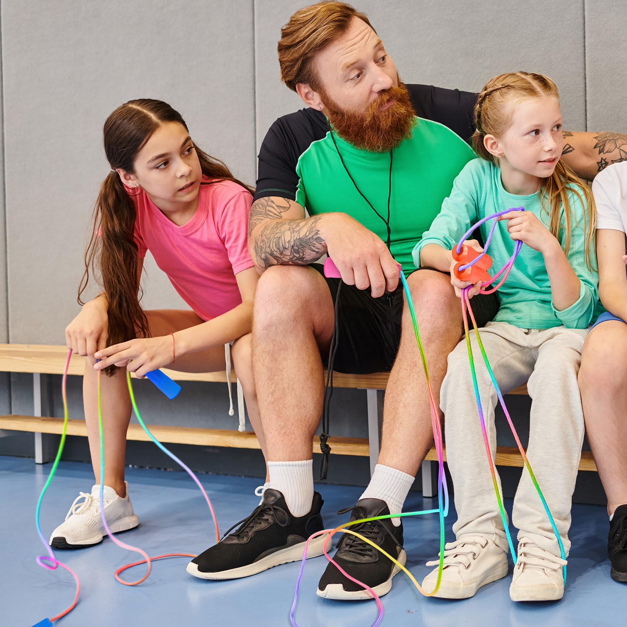 6 Pack Kids Jump Rope, Colorful Gradient Nylon Skipping Ropes for Children, 7.55