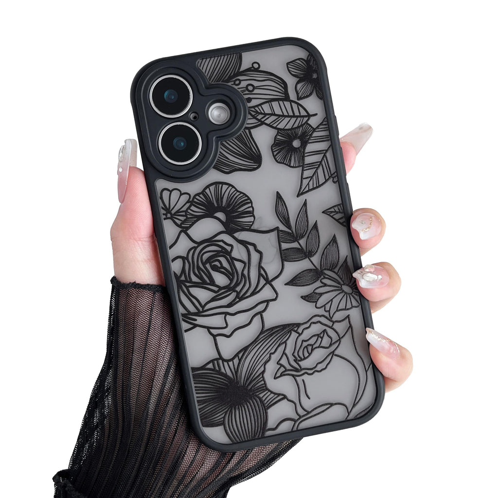 iPhone 16 Case, Floral Rose Cute Phone Case for Women Girls Aesthetic Patter