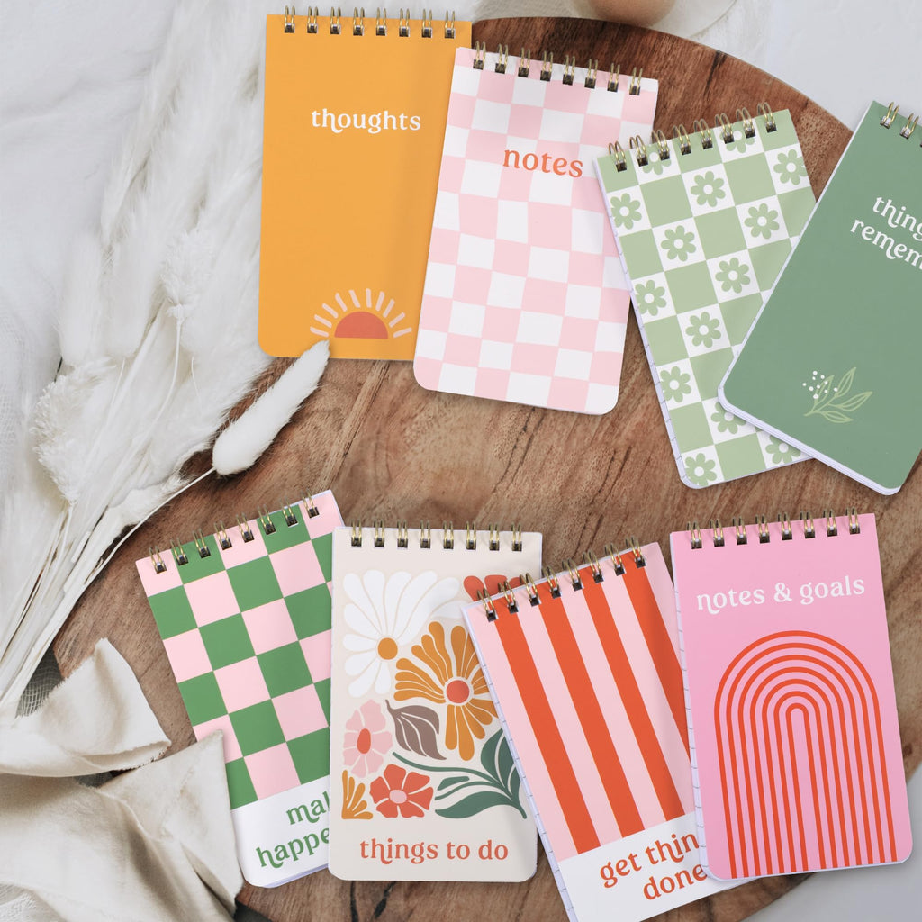 Pocket Notebooks Set Of 8 - Small 3x5 Spiral Notepads With Lined Pages