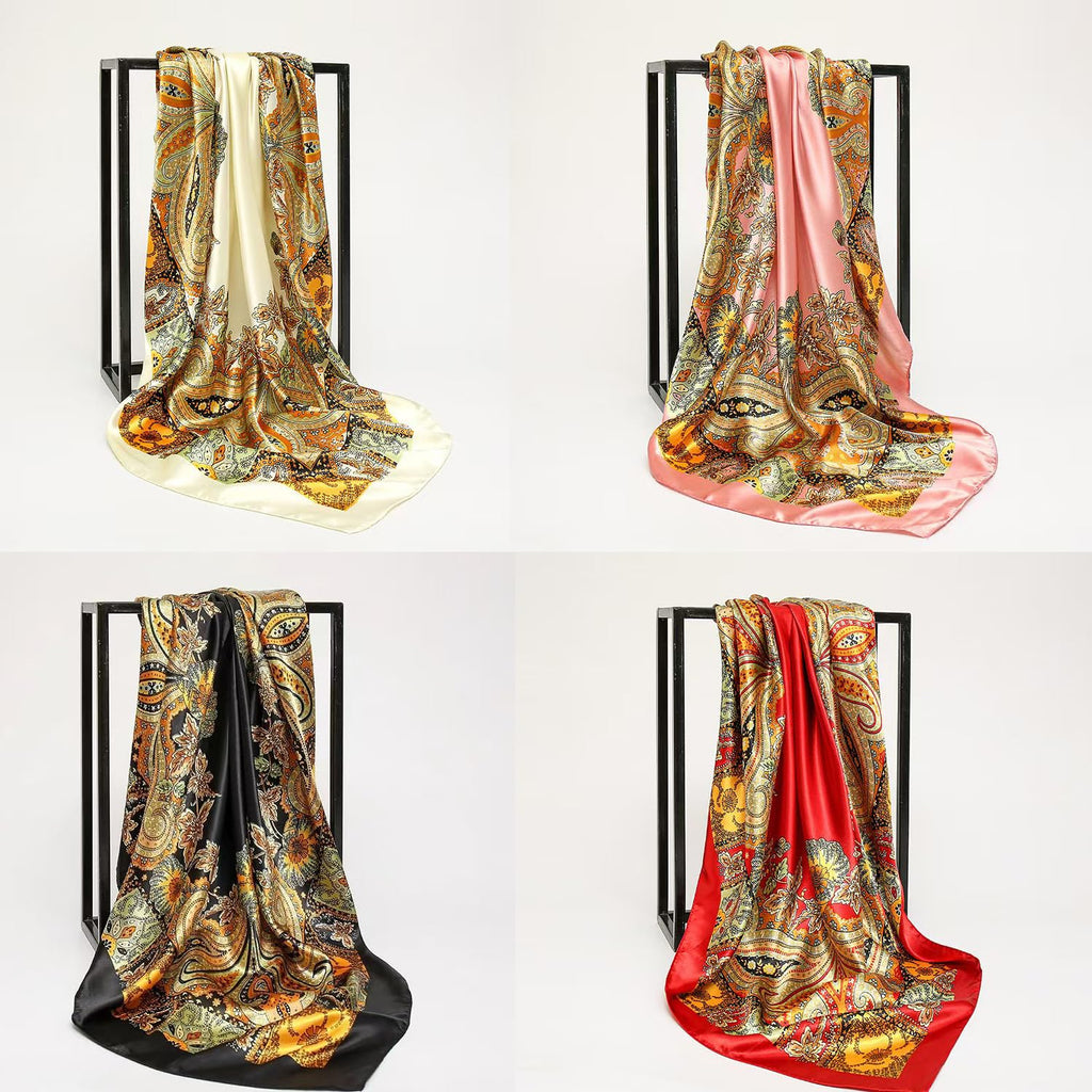 Square Head Satin Scarf Silk Feeling Hair Scarf 35" Head Scarves Bandana f