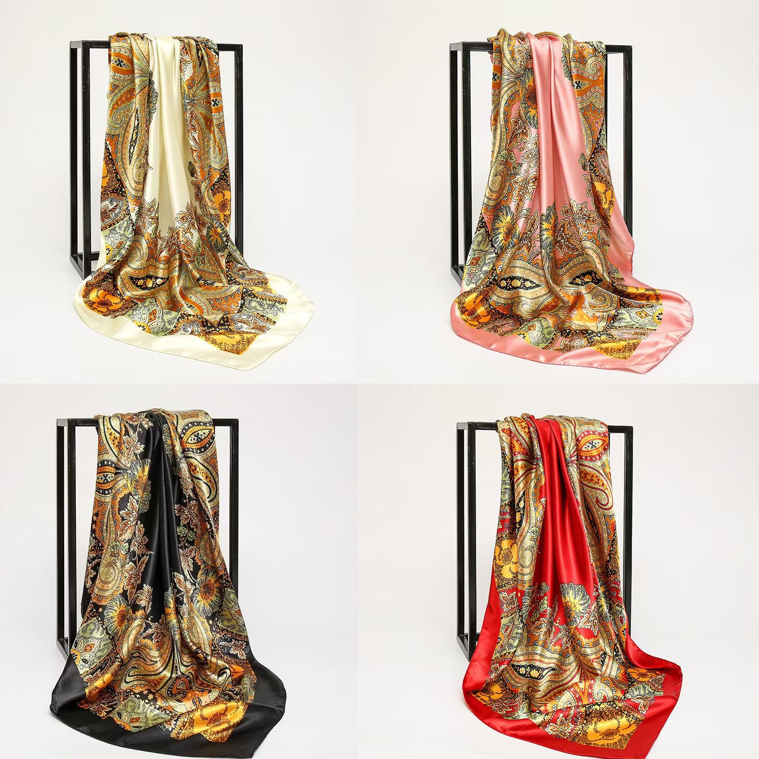 Square Head Satin Scarf Silk Feeling Hair Scarf 35" Head Scarves Bandana f