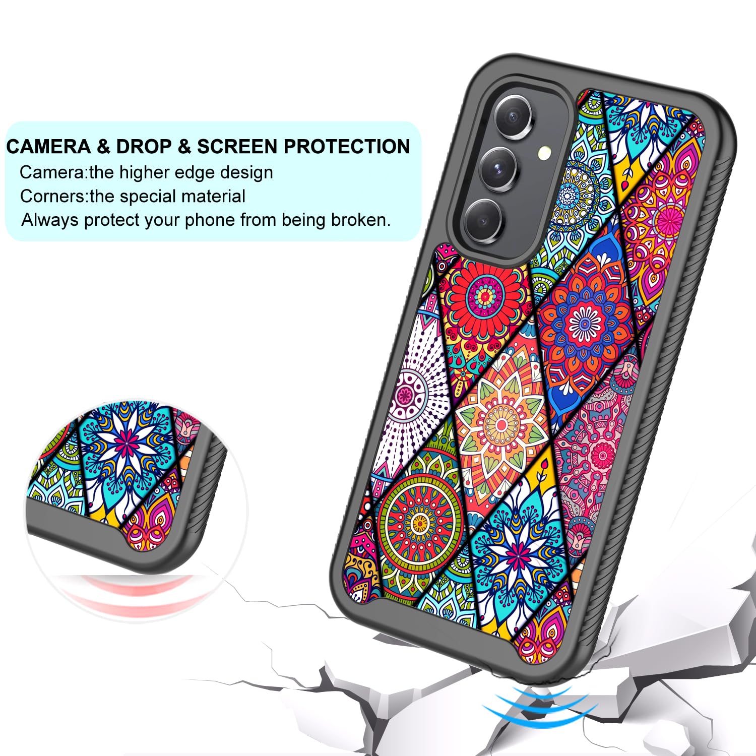 Case for Samsung Galaxy A54 5G Case with [2 Pack] Tempered Glass Screen Protecto
