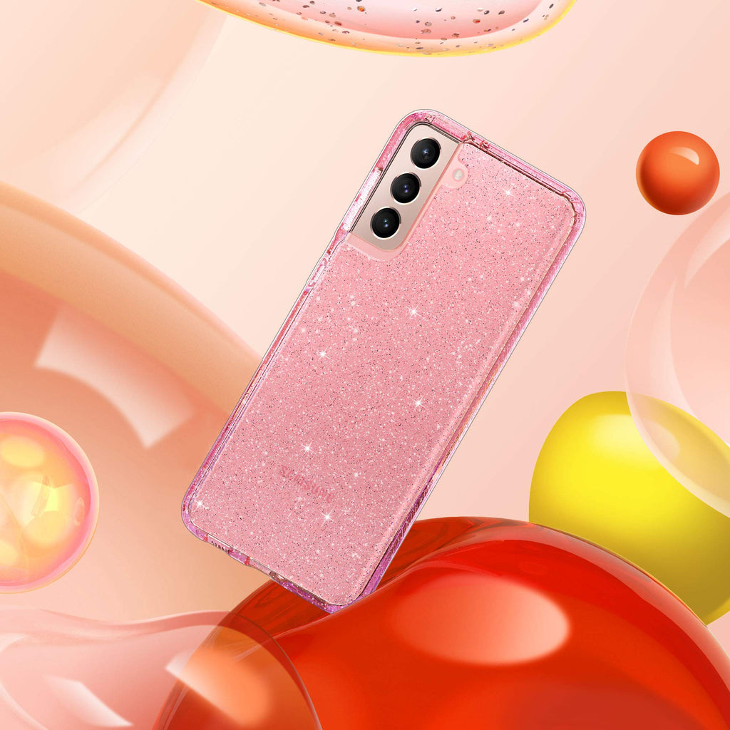 Galaxy S21 Case, Clear Glitter Case Sparkly Soft TPU Bumper Bling Cover for Wome
