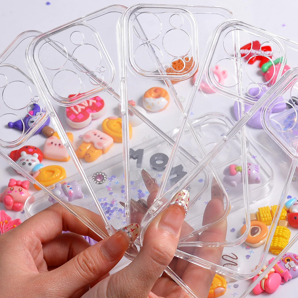 Pack Phone Junk Case for iPhone 13 14 15 16, DIY Decorative Clear Crystal Tran
