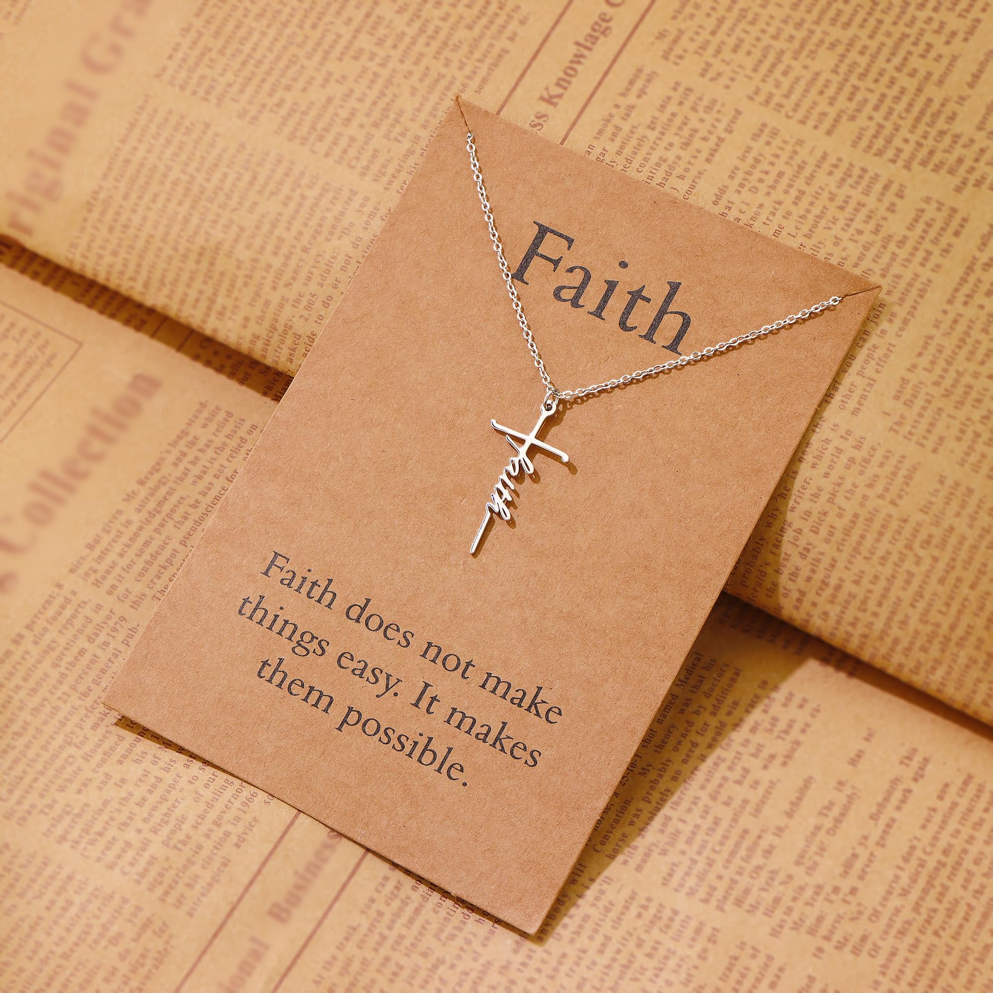 Cross Necklace for Women Faith Cross Pendant Necklace Stainless Steel Faith Reli