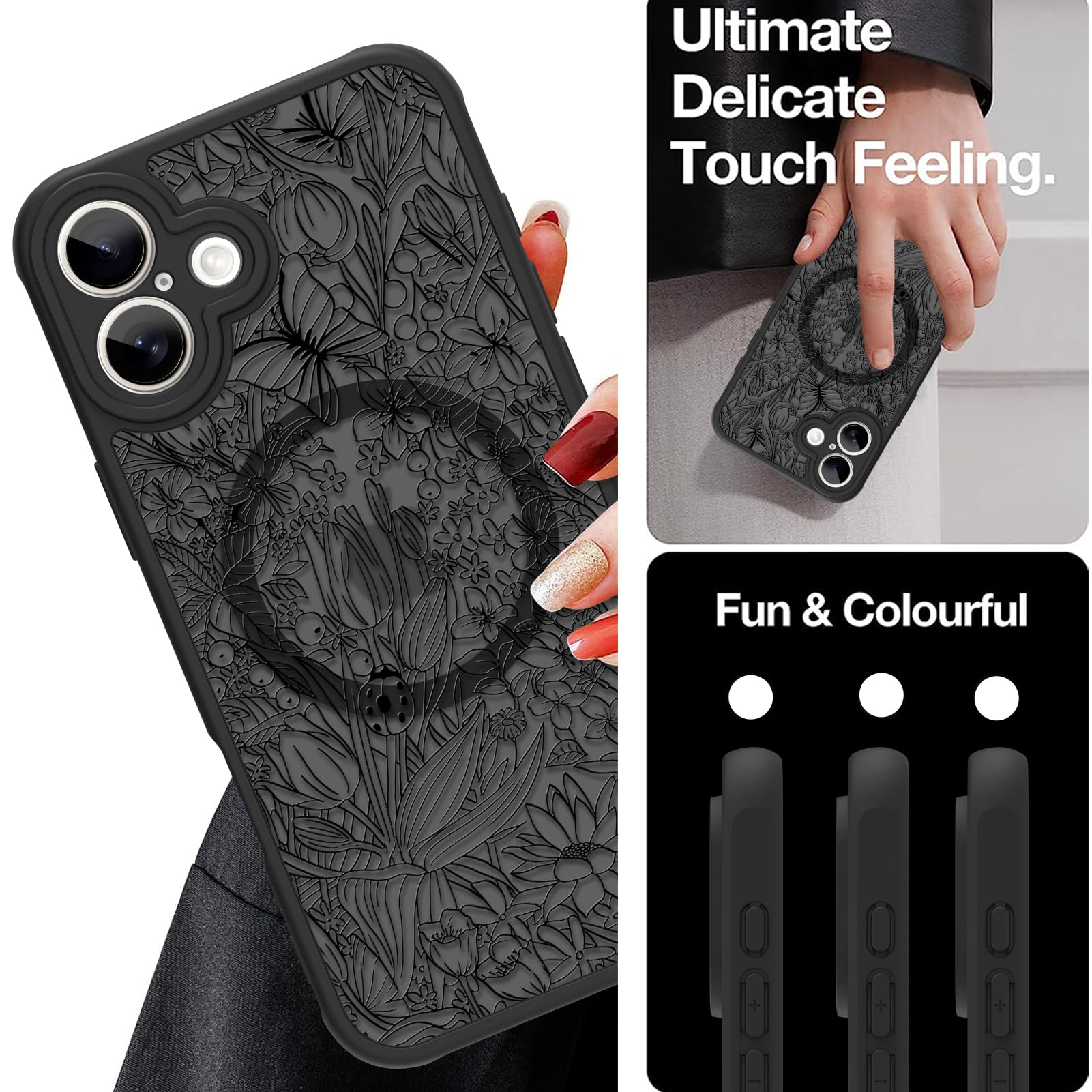 Case For Iphone 17 (6.3") With Screen Protector, Cute Floral Design For Women &