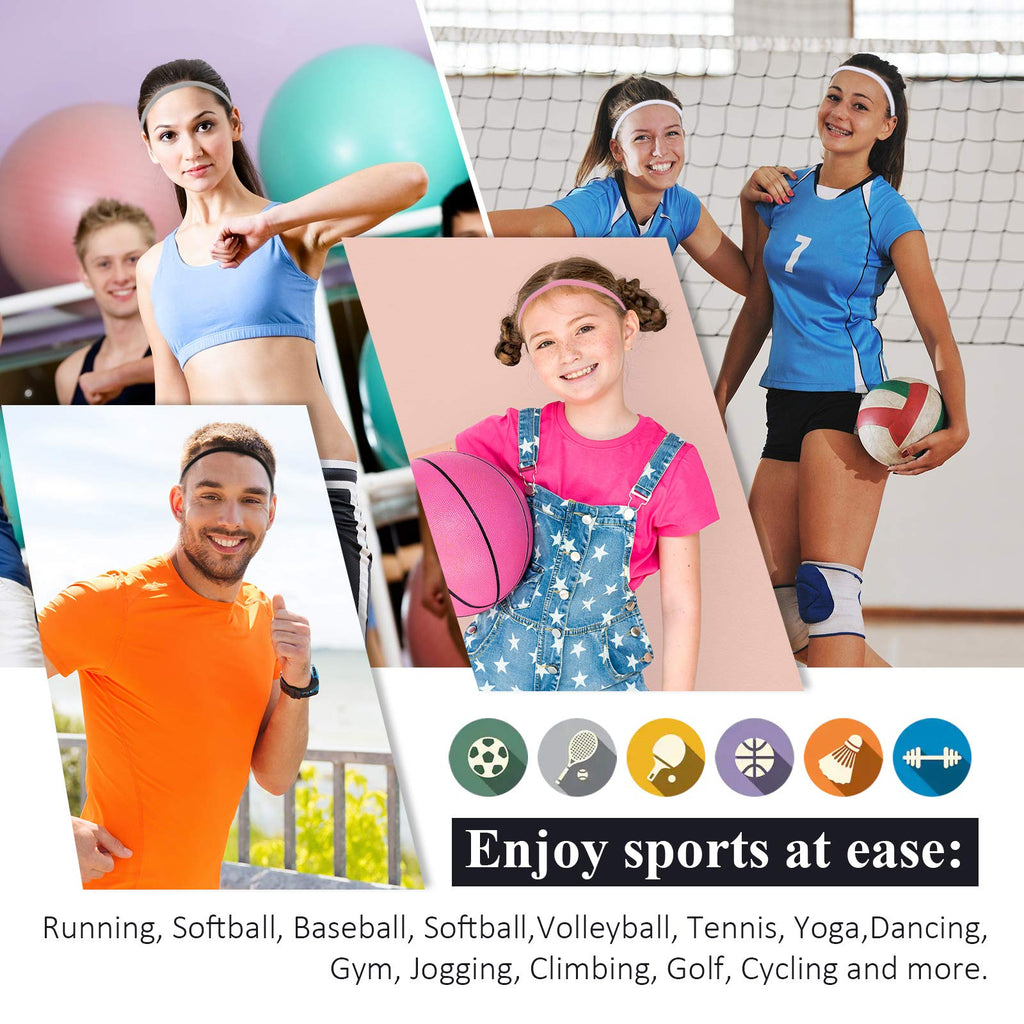 4 Pieces Thick Non-Slip Elastic Sport Headbands Hair Headbands for Women and Men