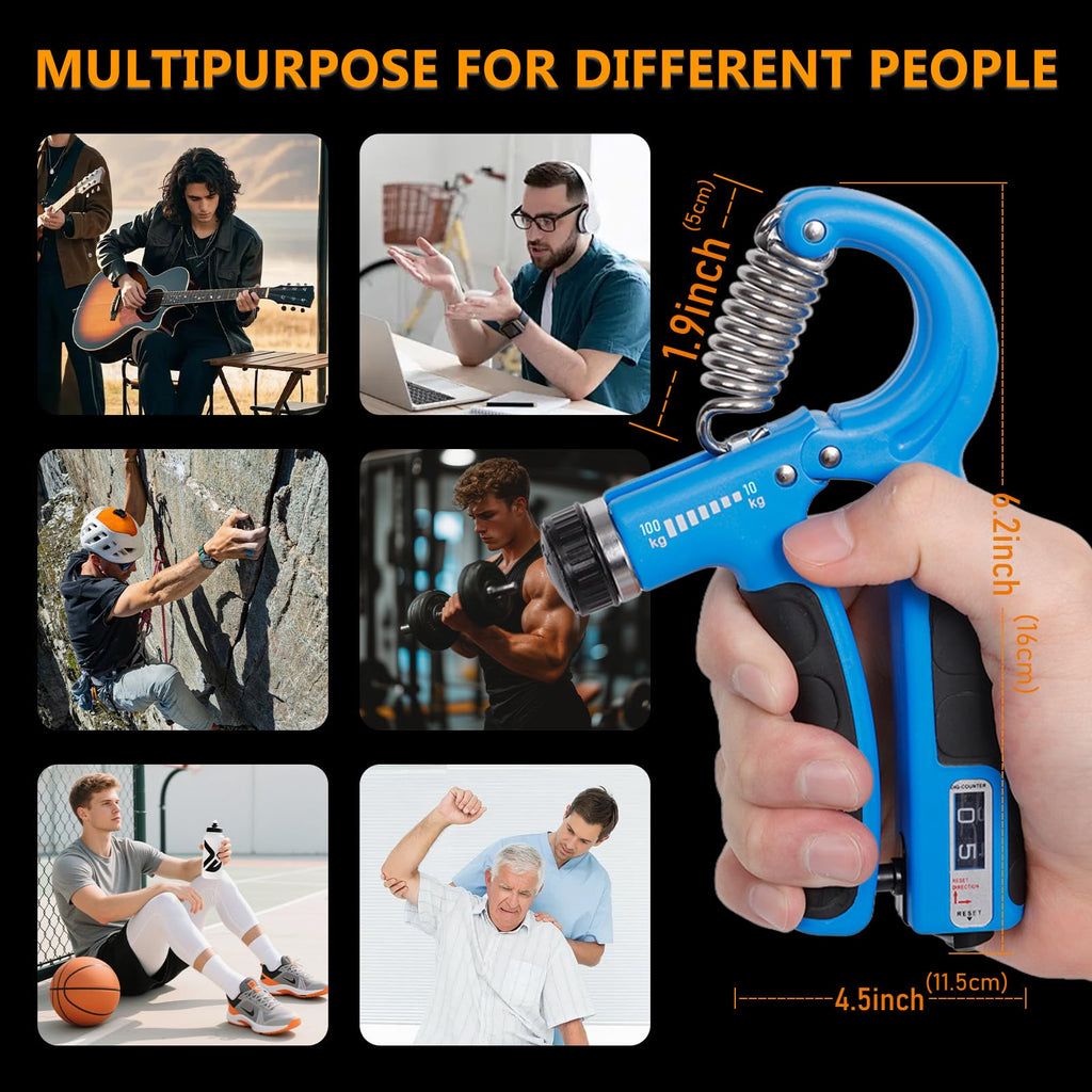 Grip Strength Trainer Kits (5 Pack), Adjustable Resistance Forearm Strengthener,