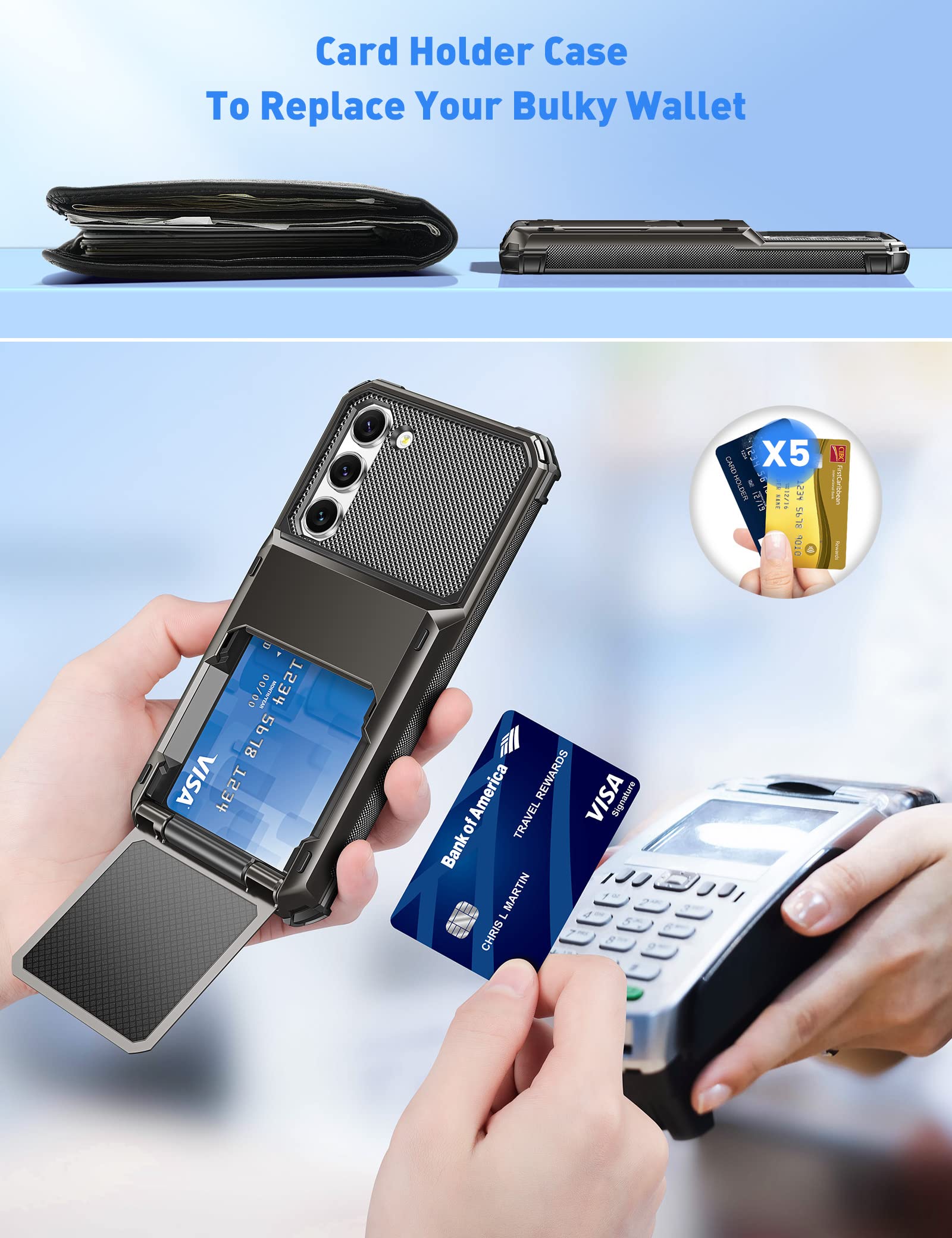 for Samsung S23 Case Wallet 5 Credit Card Holder Slot Flip Cover Galaxy S23 Wall