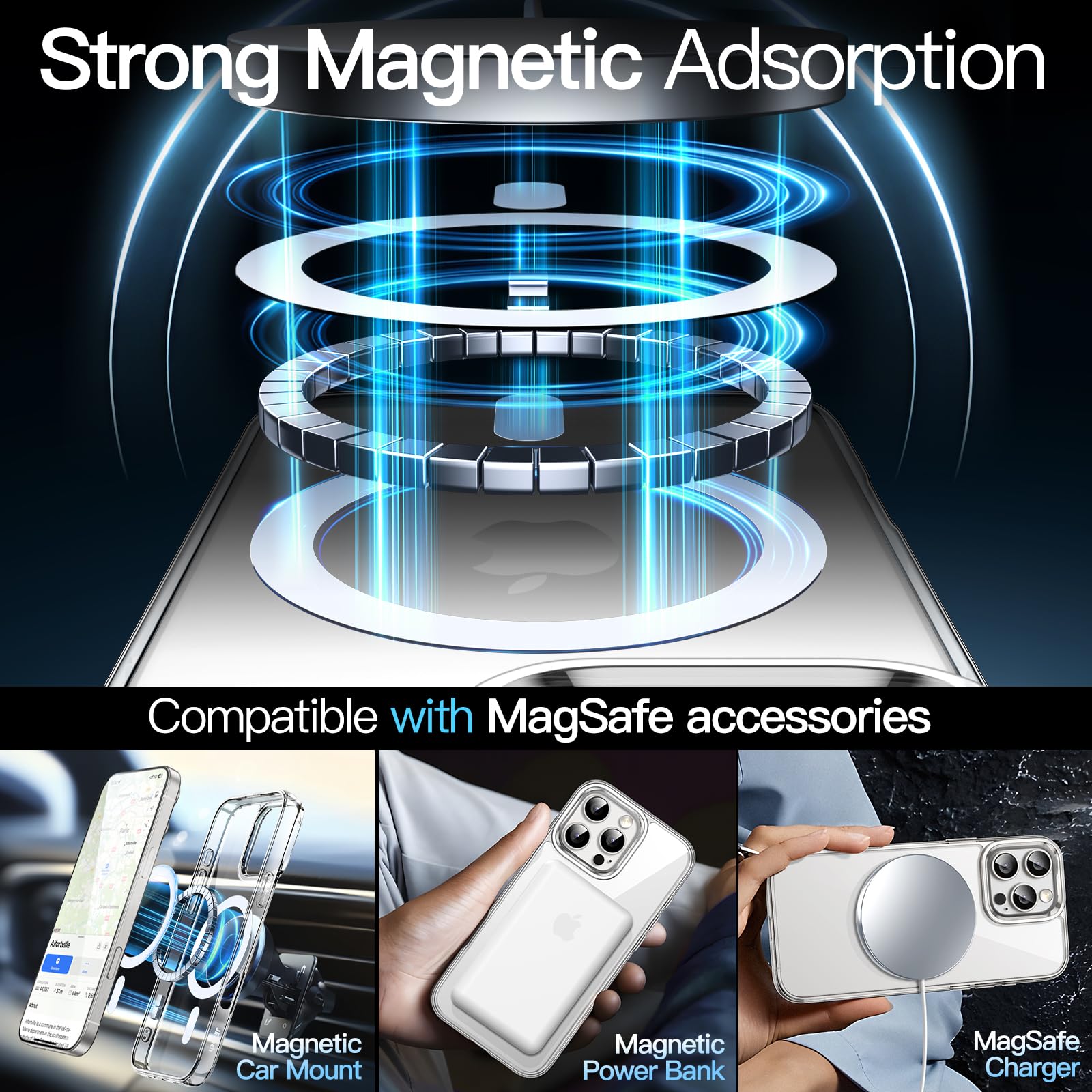 Case For Iphone 16 Pro 6.3-Inch Magsafe, Shockproof Phone Bumper Cover, Anti-Scr