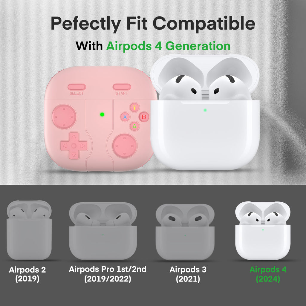 Airpods 4 Generation Case Cover, Game Player Design Airpods 4 Case With Cleaner