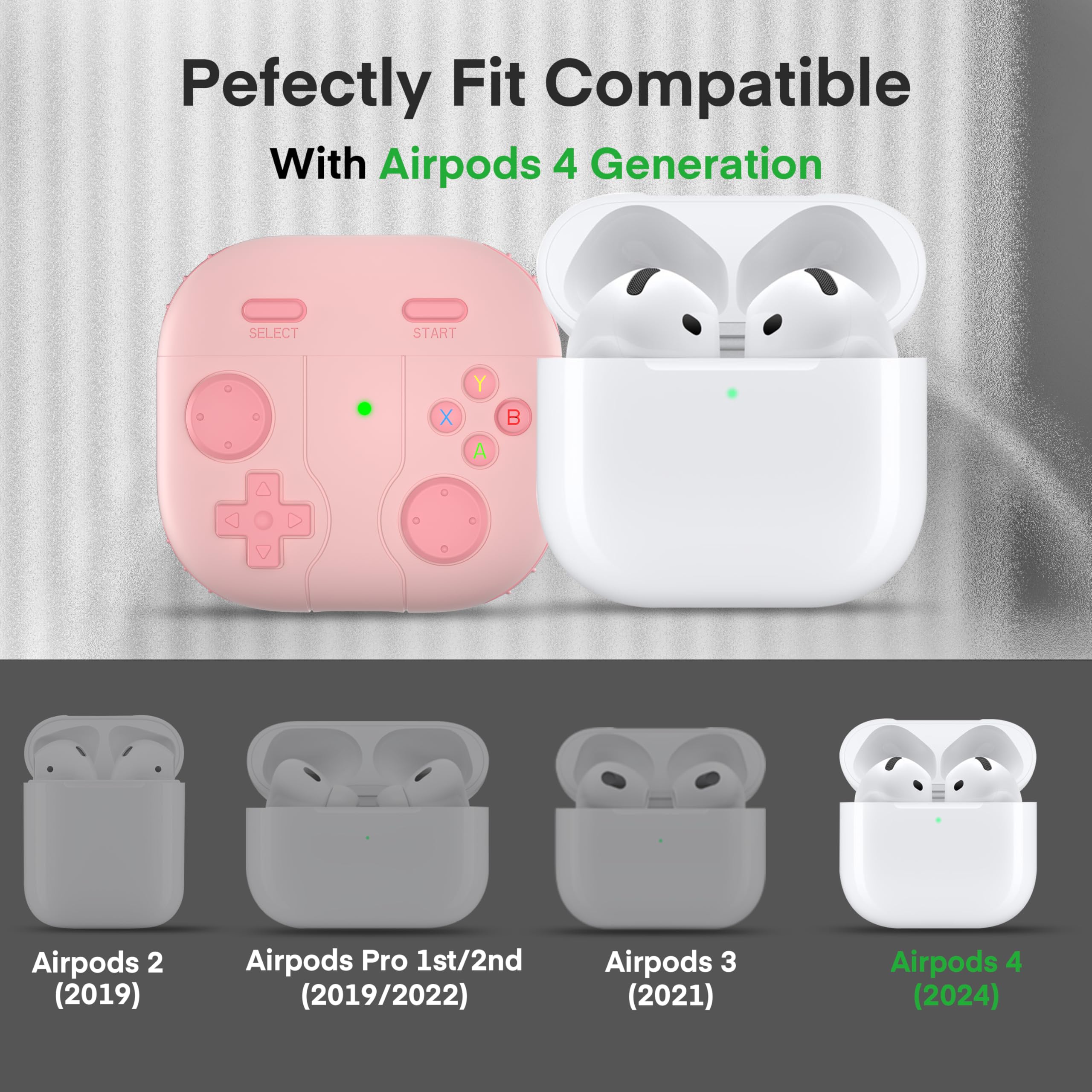 Airpods 4 Generation Case Cover, Game Player Design Airpods 4 Case With Cleaner